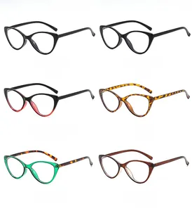 Available color selection of cat-eye anti-blue light glasses frames in various finishes