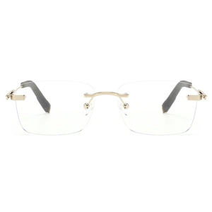 Rimless Blue Light Blocking Glasses Metal Alloy Frame Rectangle PC Lens Anti UV Protection Fashion Business Eyewear