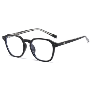 Retro Polygonal Optical Eyeglass Frames TR90 Lightweight Spectacle Frame Metal X Decoration Collegiate Style For Unisex