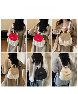 Collage of lightweight nylon mini backpacks in various colors with adjustable straps
