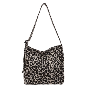 Stylish leopard print canvas crossbody bag with large capacity for daily commute fashion