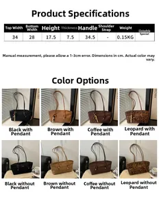 Detailed size chart for retro tote bag with precise measurements in centimeters
