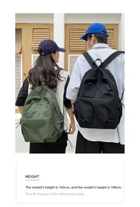 Large capacity backpack on 165cm and 180cm models showing real size and fit