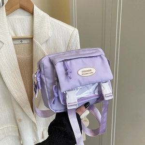 Crossbody Bag Women Girls Nylon Multi Pocket Adjustable Strap Buckle Closure Harajuku Style Japanese Academy Casual Sweet