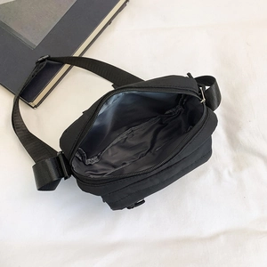 Cute Japanese style black nylon crossbody bag with large capacity and adjustable strap