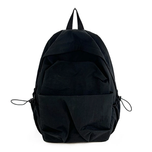 Minimalist large capacity black backpack for women and men with front zipper pocket