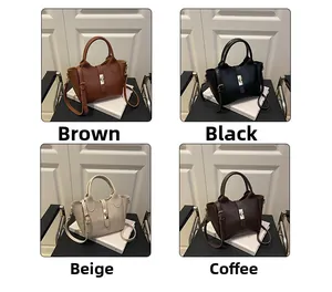 Comparaison détaillée de sacs seaux en cuir minimalistes en marron, noir, beige et café
