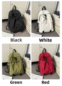 Detailed grid view of high-density waterproof nylon backpack in black white green and red