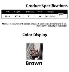Size chart and dimensions for the cute bow backpack with material and weight details
