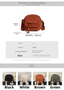 Detail view of corduroy crossbody bag with woven zipper puller in four colors