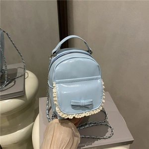 Koreanischer Stil Mini-Rucksack Für Damen Mädchen Süße Schleife Spitze PU-Leder Schulter Umhängetasche Mode Kawaii Kleiner Rucksack Alltag Schule Reise