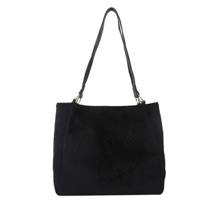 Large capacity black quilted tote bag for women with dual thin shoulder straps