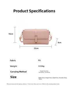 Borsa a tracolla rosa in pelle PU con fibbia a cuore che mostra tre stili e dimensioni