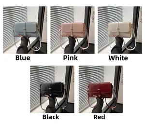 Viste dettagliate della borsa a tracolla minimalista in cinque colori differenti