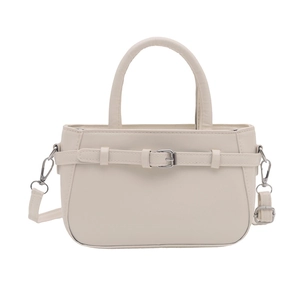 Sac à main minimaliste en cuir PU blanc cassé avec boucle en métal et bandoulière