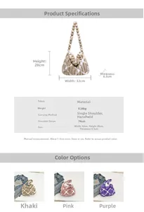 Size chart showing dimensions for striped plush tote bag with furry beaded straps