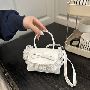 Mini Borsa A Tracolla Pelle PU Pizzo Fiocco A Mano Dolce Stile Lolita Manico Superiore Carina Piccola Borsa Quadrata Per Donne