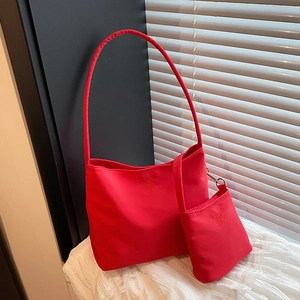 Nylon Shoulder Hobo Bag And Mini Hanging Pouch Minimalist Casual Fashion Letter Decor For Women