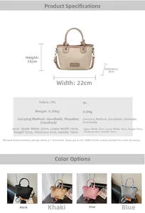 Detailed size chart and parameter guide for the woven PU leather bucket bag showing dimensions