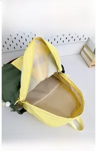 Detail view of the spacious inner compartment and lining of this nylon backpack