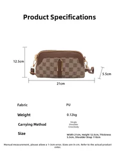 Guide des tailles pour sac bandoulière en PU avec dimensions 21cm x 12,5cm x 5,5cm