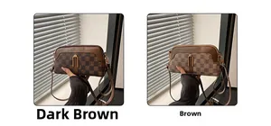 Comparaison détaillée des sacs à bandoulière marron foncé et marron avec motif à damier