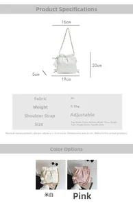 Detailed dimension guide for large chain hobo bag with PU leather and metal strap