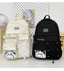 Détails de sacs à dos grande capacité avec poches multiples et décoration panda mignon
