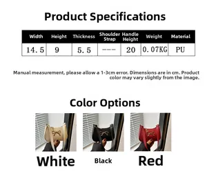 Detailed size chart for the PU mini bag showing width 14.5cm and height 9cm dimensions