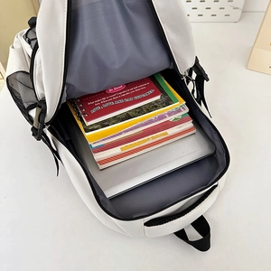 Sac à dos scolaire ergonomique blanc à grande capacité avec compartiment pour ordinateur