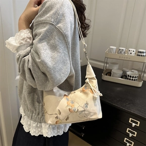 New Chinese style large capacity shoulder bag with plum blossom and magpie embroidery