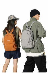 Dual view of orange and grey large capacity backpacks with minimalist songuo branding
