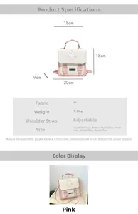Tableau des tailles détaillé pour le mini sac à dos en cuir PU rose et blanc chic
