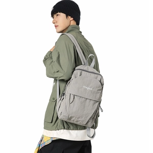 Japanese style grey waterproof nylon backpack with large capacity for daily use