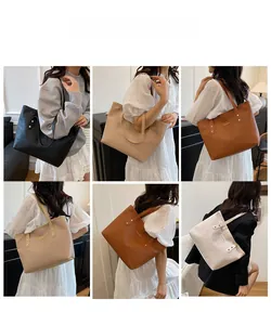 Détails de grands sacs cabas en quatre couleurs avec motifs embossés et logo FASHION