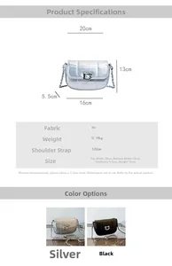 Tableau des tailles détaillé pour mini sac matelassé avec chaîne et dimensions