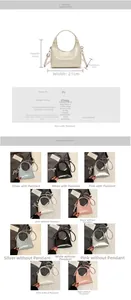 Detailed dimension chart for chic PU leather crescent crossbody bag with 21cm base width