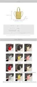 Size specifications and multi-color options for minimalist PU leather crossbody bucket bag