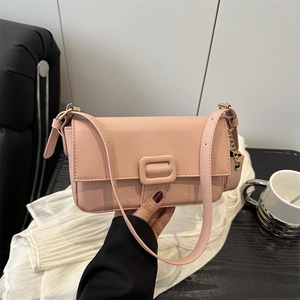 Vintage PU Leather Solid Color Shoulder Bag For Women Underarm Bag With Mini Coin Purse Pendant Square Handbag Urban Simple
