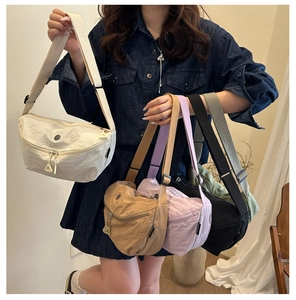Detailed collection of colorful nylon crescent crossbody bags with adjustable straps
