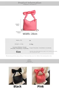 Dimensions et détails du matériau pour le sac bandoulière en cuir PU avec nœud