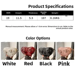 Detailed size guide and technical specifications for the heart-shaped PU leather crossbody bag