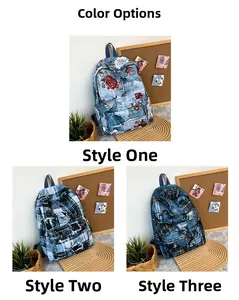 Detailed comparison of three vintage graffiti canvas backpacks with floral and plaid patterns