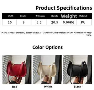 Detailed size specifications for minimalist PU leather mini shoulder bag in various colors