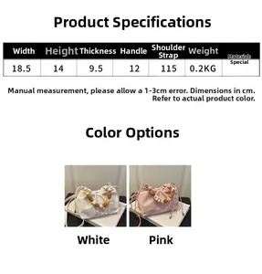 Detailed size specifications and parameters for the pleated cloud bucket handbag