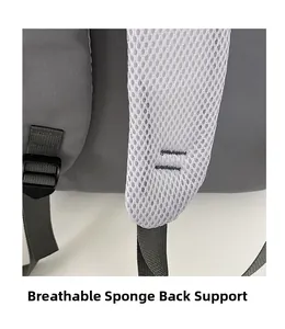 Macro view of breathable mesh shoulder strap with thick sponge padding for comfort