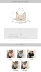 Détail de la texture en cuir PU souple et du nœud décoratif sur le sac à bandoulière