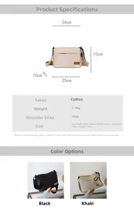 Size specifications for the casual crossbody bag with adjustable strap and measurements