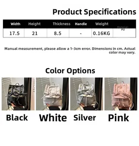 Maßangaben für kleinen Ballett-Rucksack aus PU-Leder mit Falten und Schleifendetails