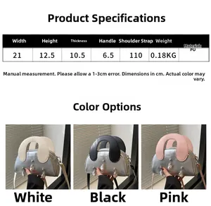 Detailed size specifications for silver shell handbag including dimensions and material